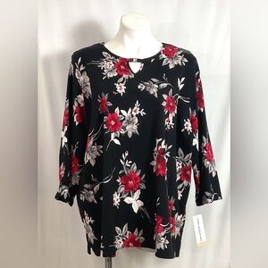 NWT-Alfred Dunner heavier, weight, smooth, floral, cotton tunic – size 2X